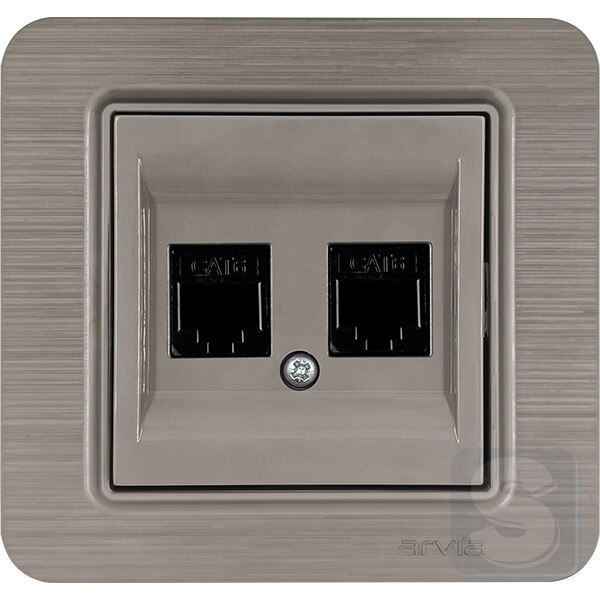 Розетка компьютерная двойная RJ45х2 cat 6 Arvia Electric Lavin Медь (21 28 4010 248)